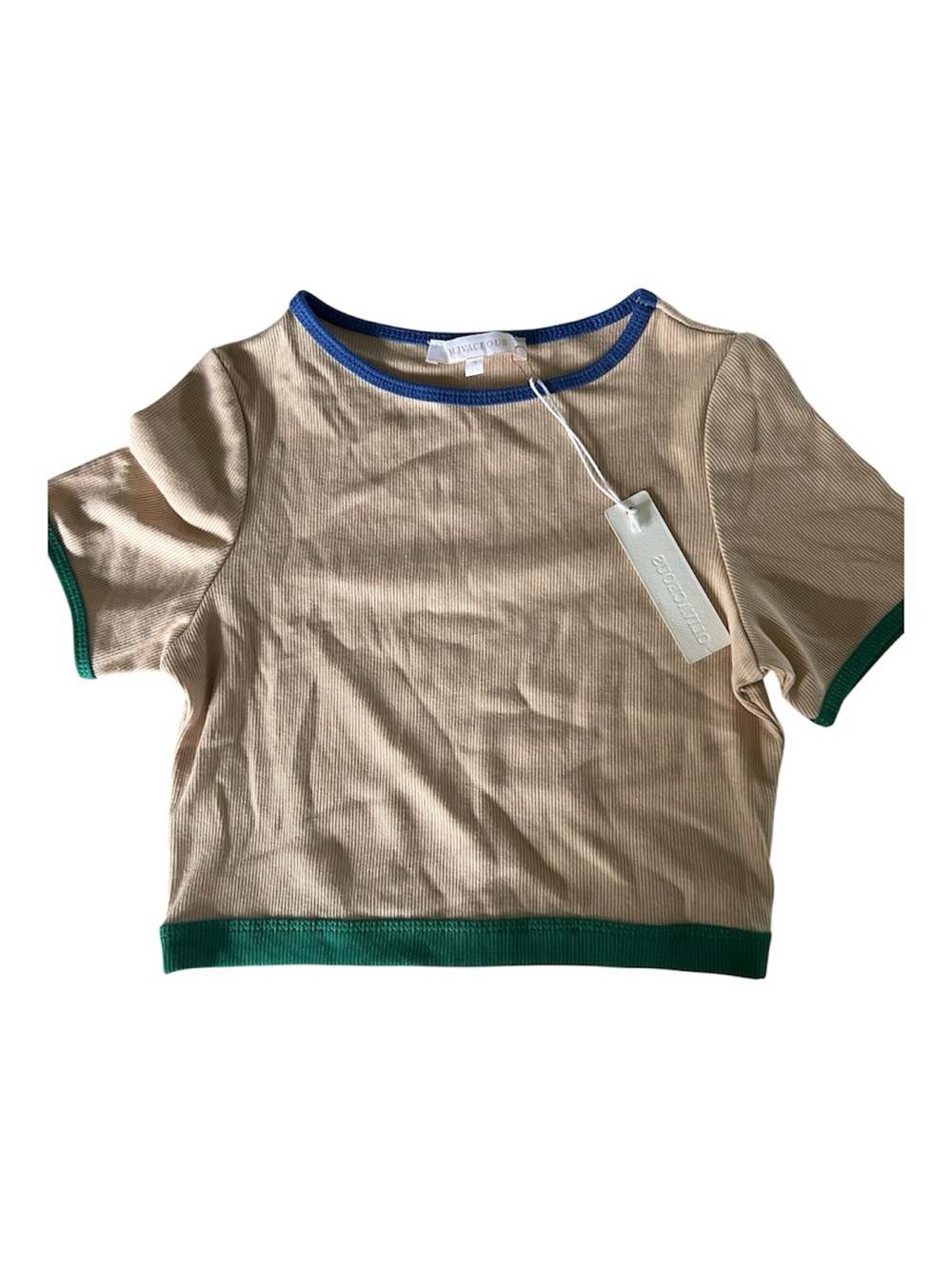 NWT Olivaceous Ribbed Colorblock Crop Top Size Small